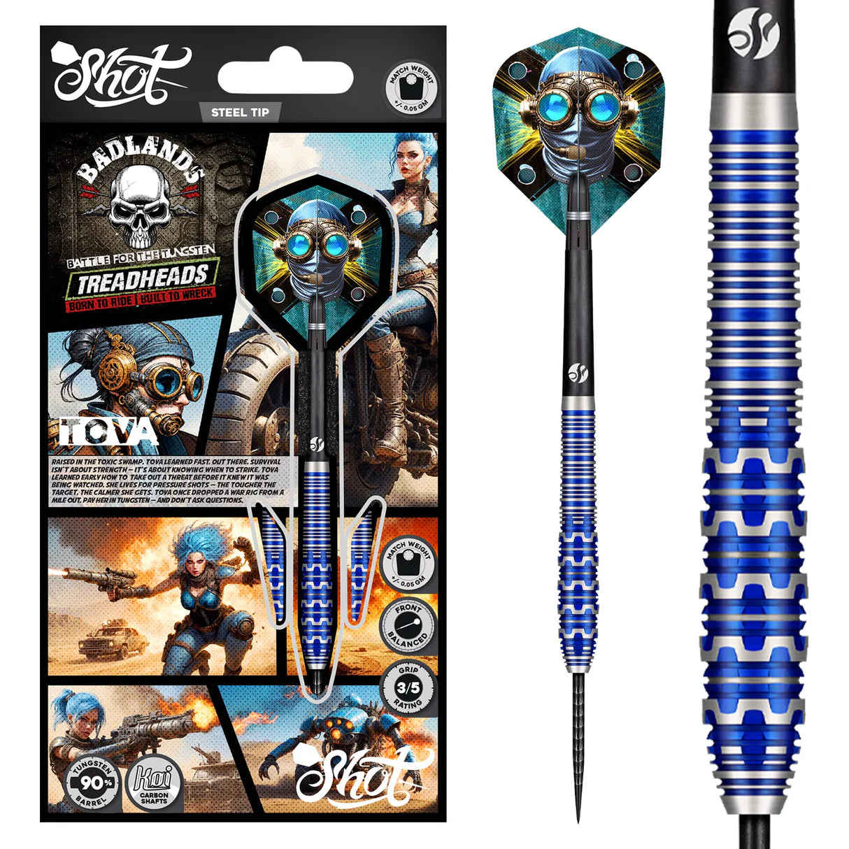 SHOT - BADLANDS - TOVA - 90% - STEEL TIP DARTS - 23g/24g/25g/26g