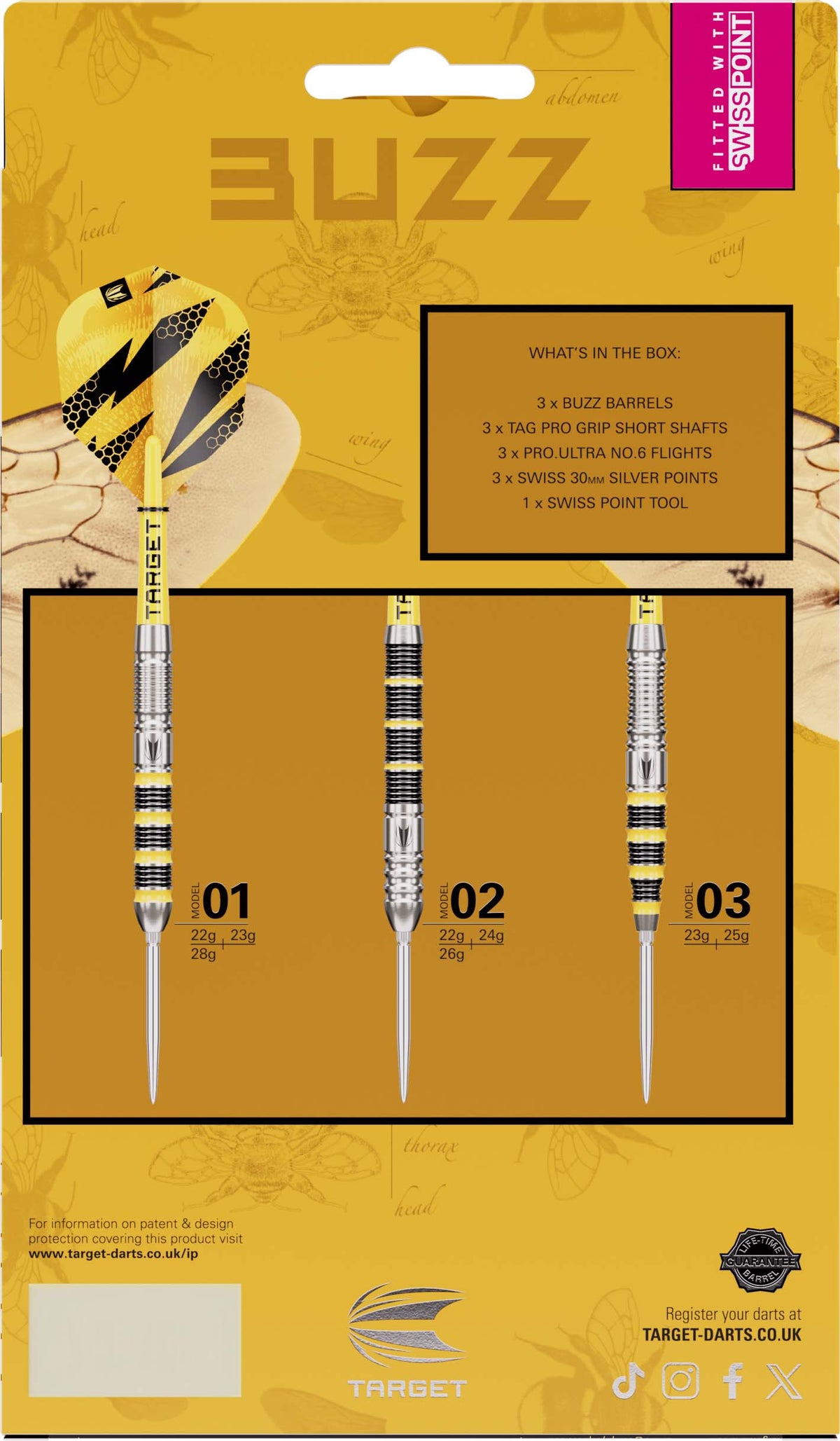 TARGET - BUZZ - SP02 - SWISS POINT DARTS - 90% - 22g/24g/26g