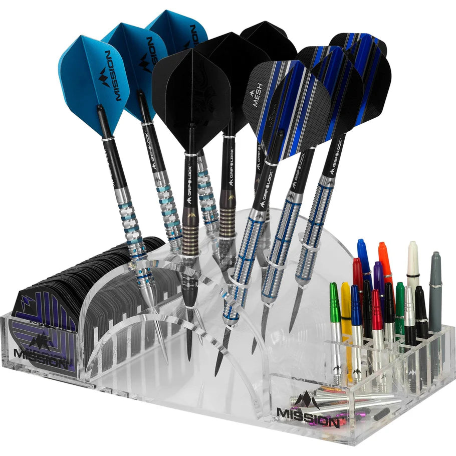 MISSION - STATION 9 - DARTS DISPLAY - HOLDS 9 DARTS PLUS ACCESSORIES