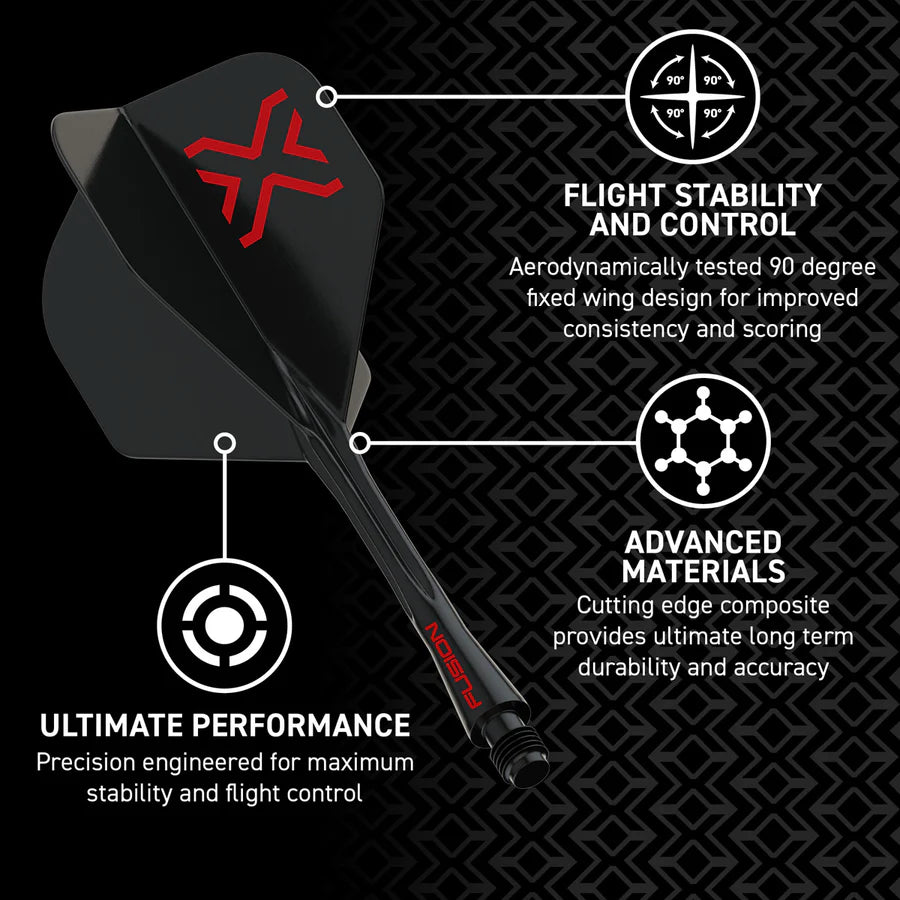 WINMAU - WINMAU FUSION - BLADE X - STANDARD (No.2) - INTEGRATED FLIGHTS - BLACK BLADE X