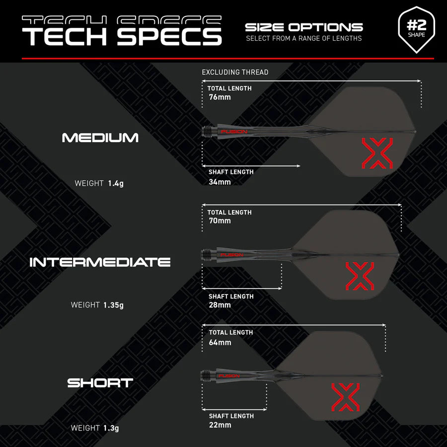 WINMAU - WINMAU FUSION - BLADE X - STANDARD (No.2) - INTEGRATED FLIGHTS - BLACK BLADE X