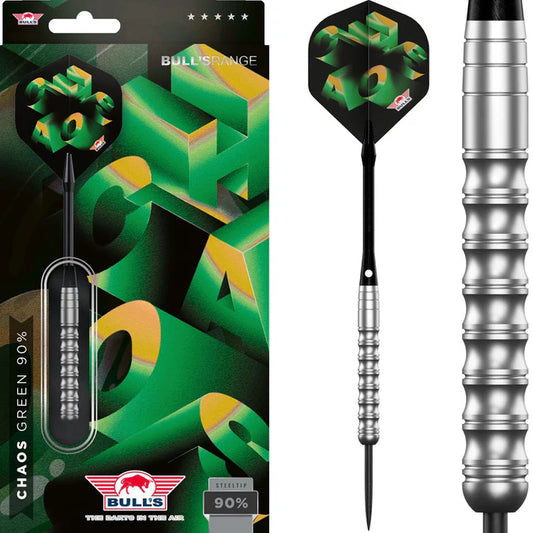 BULL'S (NL) - CHAOS - GREEN - STEEL TIP DARTS - 90% - 20g/22g/24g