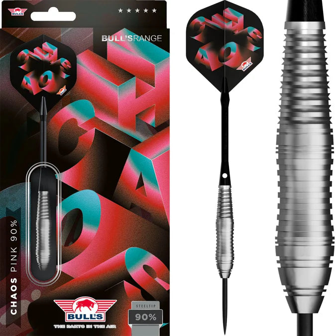 BULL'S (NL) - CHAOS - PINK - STEEL TIP DARTS - 90% - 22g/24g/26g