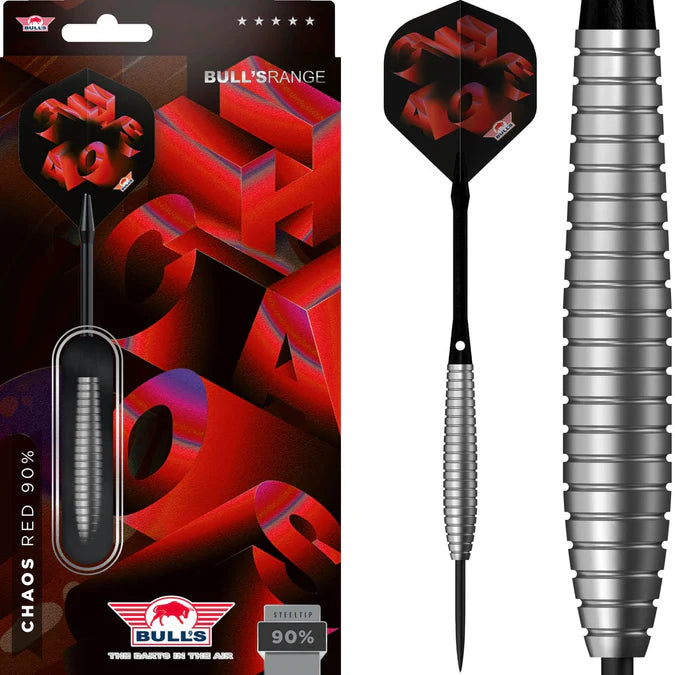 BULL'S (NL) - CHAOS - RED - STEEL TIP DARTS - 90% - 22g/24g/26g