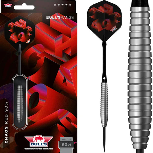 BULL'S (NL) - CHAOS - RED - STEEL TIP DARTS - 90% - 22g/24g/26g