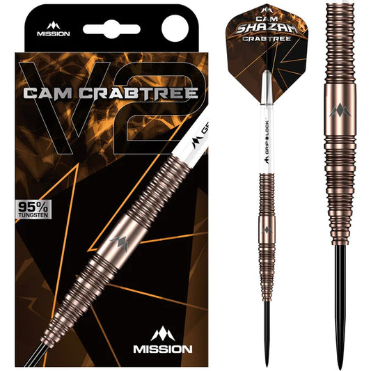 MISSION - CAM CRABTREE - v2 - STEEL TIP DARTS - 95% - 22g/24g