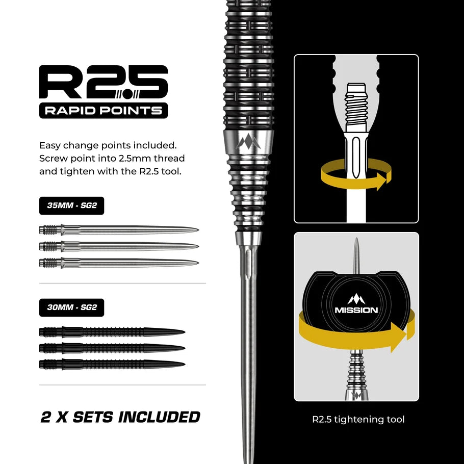 MISSION - CAMERON CAROLISSEN - R2.5 - RAPID POINT DARTS - 95% - 21g/23g