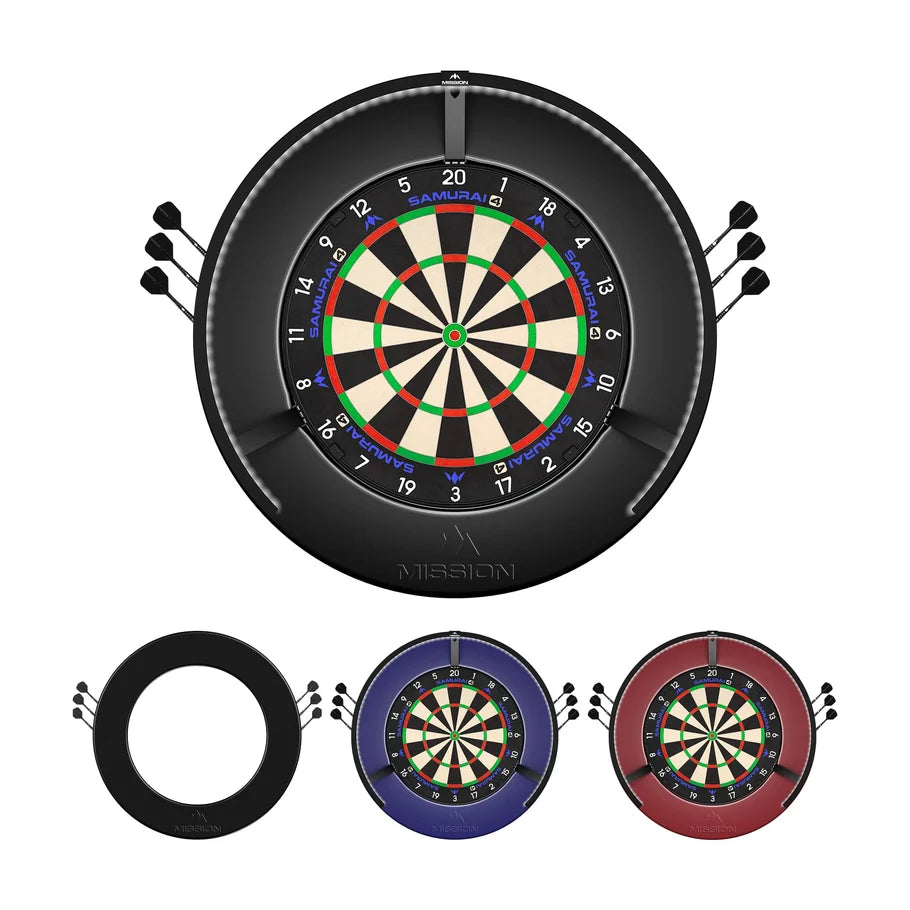 MISSION - W/ DART HOLDERS - PRO DARTBOARD SURROUND - EMBOSSED MISSION LOGO - VARIOUS COLOURS