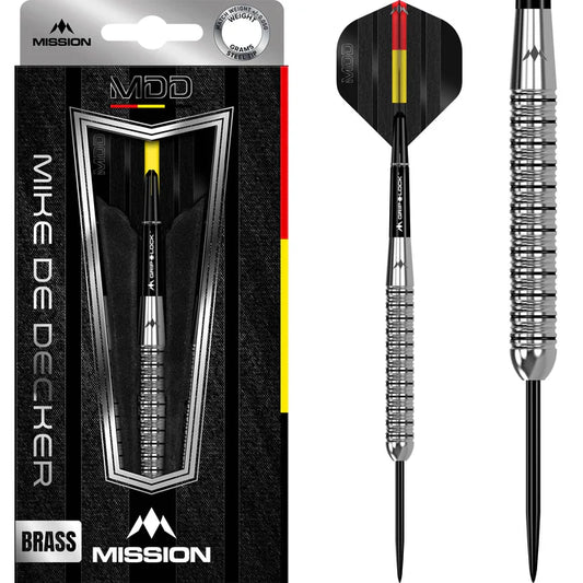 MISSION - MIKE DE DECKER  - STEEL TIP DARTS - BRASS - BEGINNER DARTS - 20g