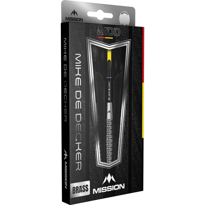 MISSION - MIKE DE DECKER  - STEEL TIP DARTS - BRASS - BEGINNER DARTS - 20g
