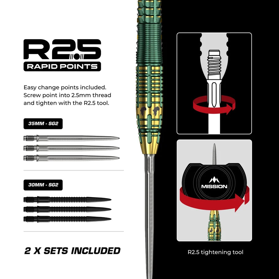 MISSION - DEVON PETERSON - R2.5 - RAPID POINT DARTS - 95% - 22g/24g