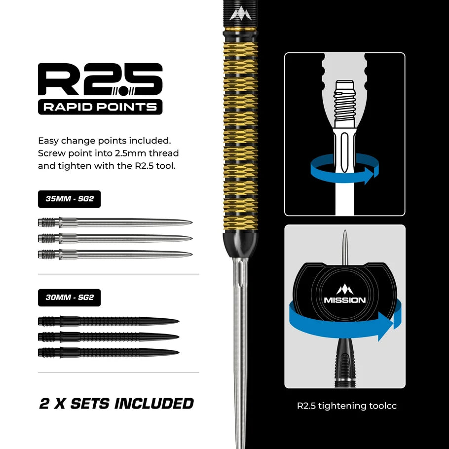 MISSION - COLAB SERIES - JAKE KENYON - R2.5 - RAPID POINT DARTS - 95% - 24g