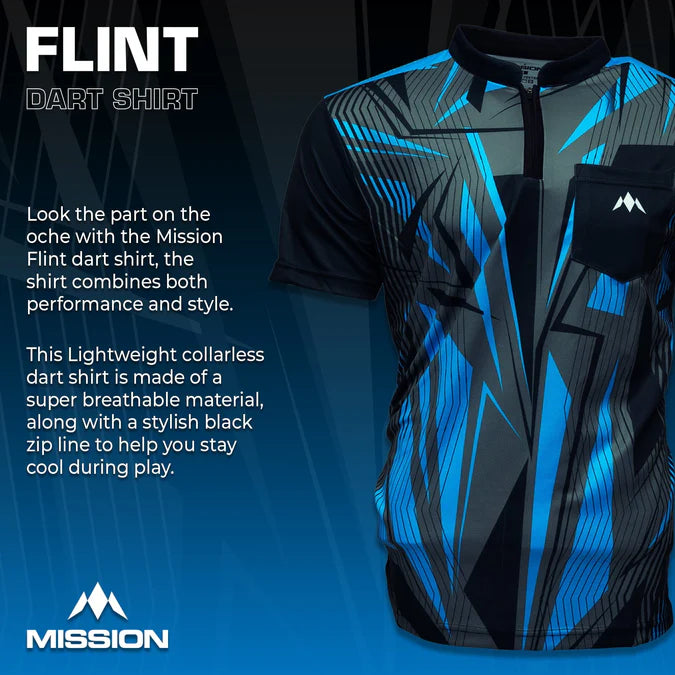 MISSION - FLINT - DARTS SHIRT - BLACK & BLUE - DARTS SHIRT BY MISSION
