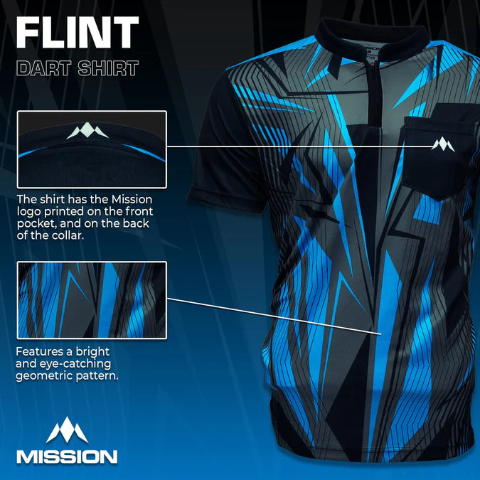 MISSION - FLINT - DARTS SHIRT - BLACK & BLUE - DARTS SHIRT BY MISSION
