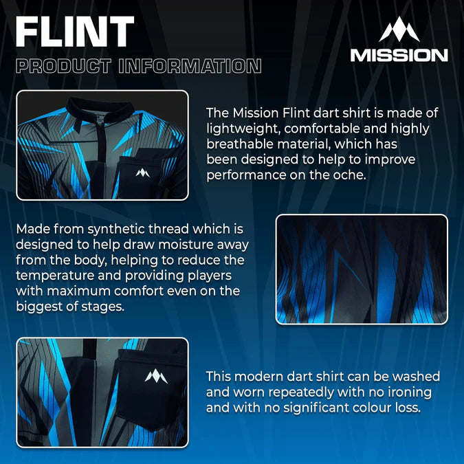 MISSION - FLINT - DARTS SHIRT - BLACK & BLUE - DARTS SHIRT BY MISSION