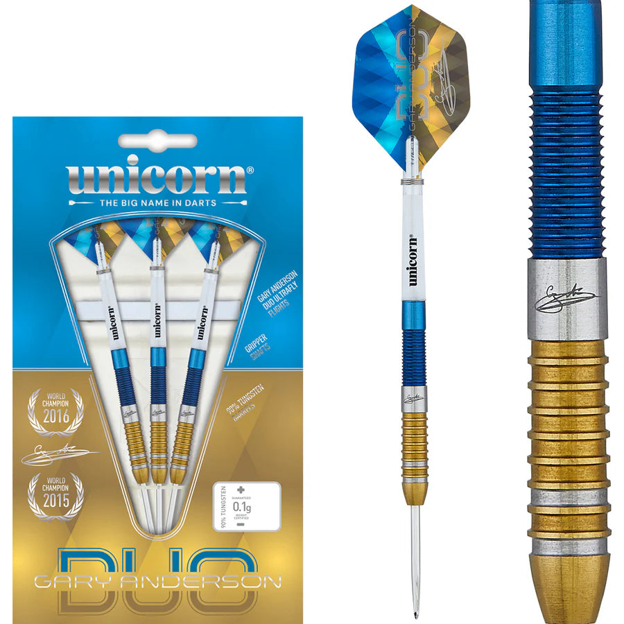 UNICORN - GARY ANDERSON - DUO - STEEL TIP DARTS - 90% - 21g/23g