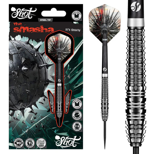SHOT - GNARLY SMASHA - 90% - STEEL TIP DARTS - 23g/24g/25g