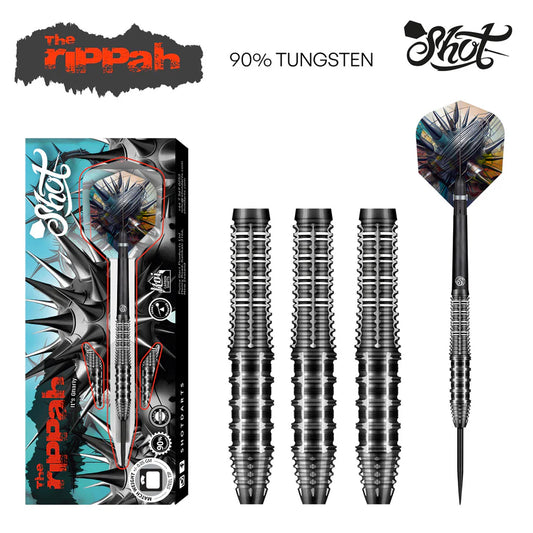 SHOT - GNARLY - RIPPAGH - 90% - STEEL TIP DARTS - 22g/23g/24g/26g