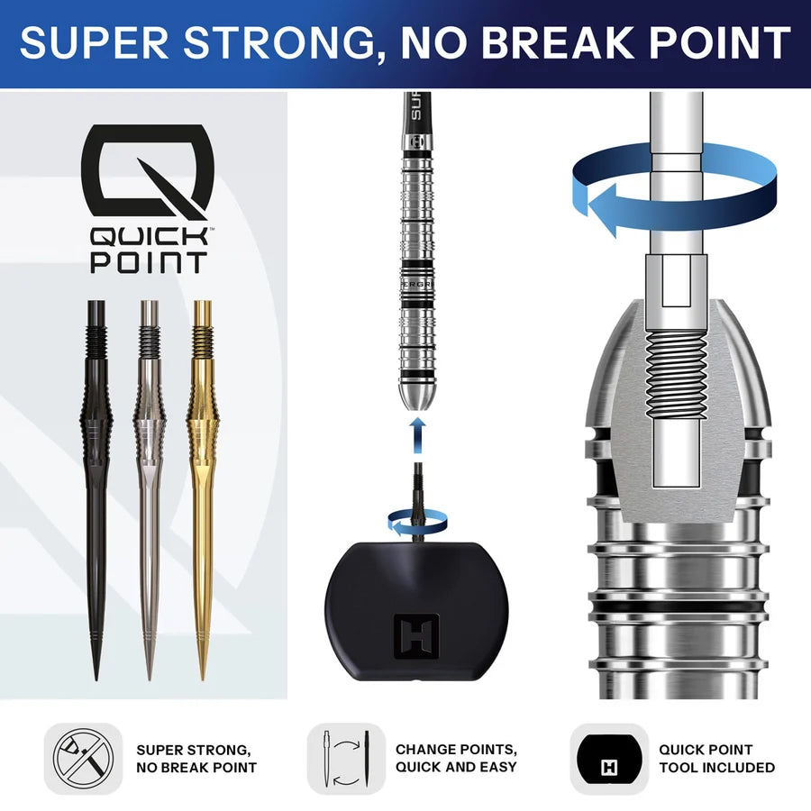 HARROWS - QUICK POINTS - SPIRE - SPARE/REPLACEMENT QUICK POINTS - BLACK/SILVER/GOLD - 30mm/35mm/40mm
