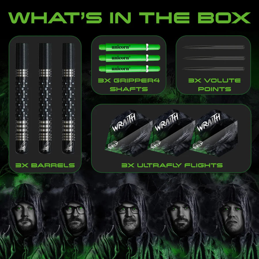 UNICORN - WRAITH - JAMES WADE - PHASE 2 - STEEL TIP DARTS - 90% - 20g/22g/24g