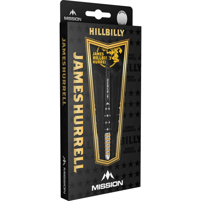 MISSION - JAMES HURRELL - HILLBILLY - v2 - BLACK & PURPLE - STEEL TIP DARTS - 90% - 22g/24g/26g