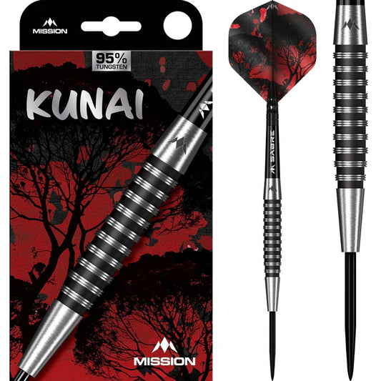 MISSION - KUNAI - BLACK PVD - STEEL TIP DARTS - 90% - 23g/25g