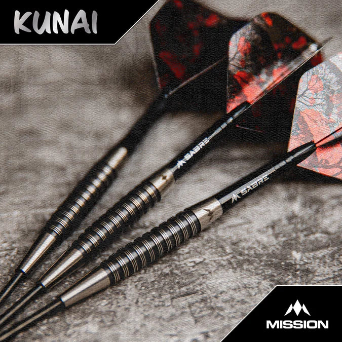 MISSION - KUNAI - BLACK PVD - STEEL TIP DARTS - 90% - 23g/25g