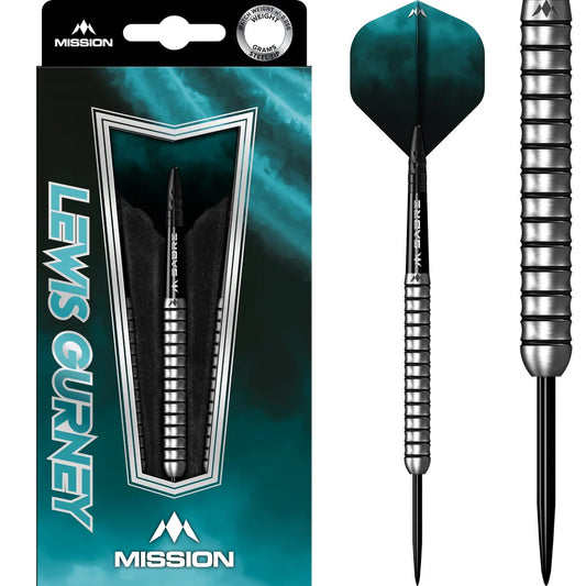 MISSION - LEWIS GURNEY - SILVER/BLACK RINGS - STEEL TIP DARTS - 95% - 22g/24g