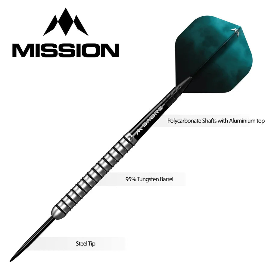 MISSION - LEWIS GURNEY - SILVER/BLACK RINGS - STEEL TIP DARTS - 95% - 22g/24g