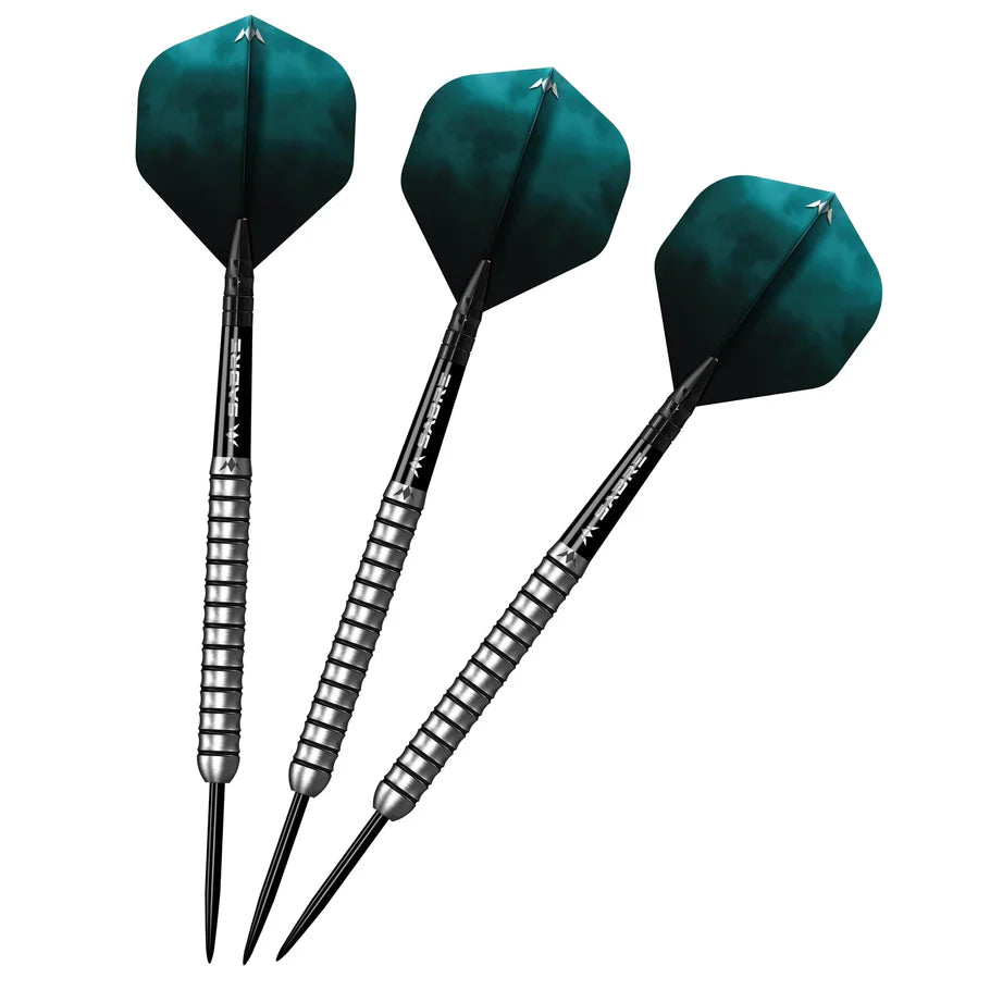 MISSION - LEWIS GURNEY - SILVER/BLACK RINGS - STEEL TIP DARTS - 95% - 22g/24g