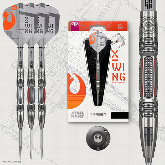 TARGET - STAR WARS - X WING - STEEL TIP DARTS - 90% - 22g/24g/26g