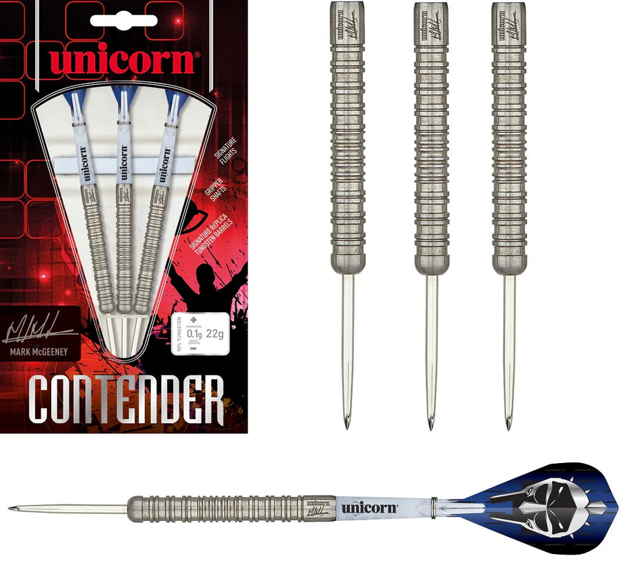 UNICORN - MARK McGEENEY - CONTENDER SERIES - STEEL TIP DARTS - 90% - 22g