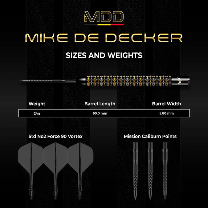 MISSION - MIKE DE DECKER - WORLD GRAND PRIX - LIMITED EDITION BOX SET - STEEL TIP DARTS - 95% - 24g