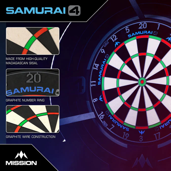 MISSION - SAMURAI 4 - GRAPHITE EDITION - GRAPHITE GREY SPIDER - PROFESSIONAL DARTBOARD - 2025