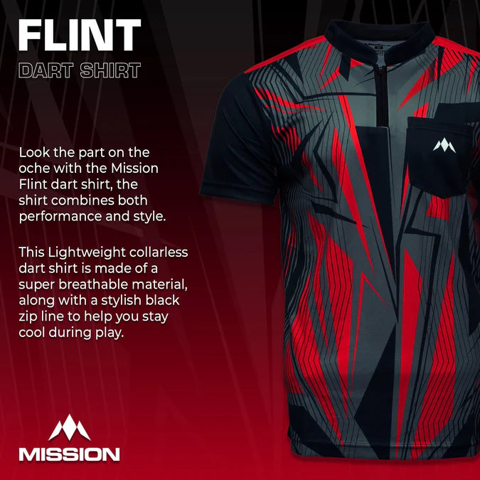 MISSION - FLINT - DARTS SHIRT - BLACK & RED - DARTS SHIRT BY MISSION