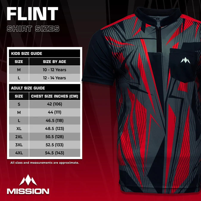 MISSION - FLINT - DARTS SHIRT - BLACK & RED - DARTS SHIRT BY MISSION