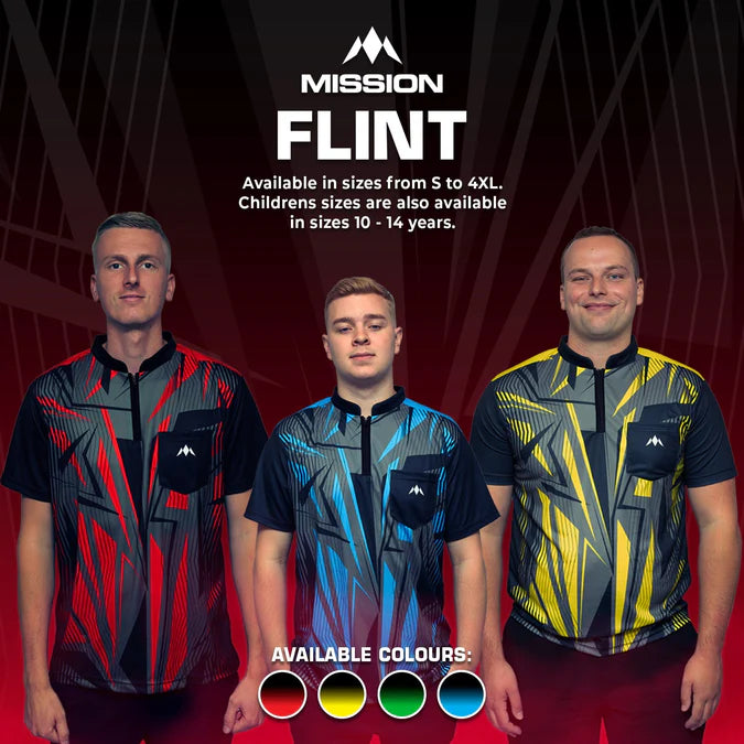 MISSION - FLINT - DARTS SHIRT - BLACK & RED - DARTS SHIRT BY MISSION