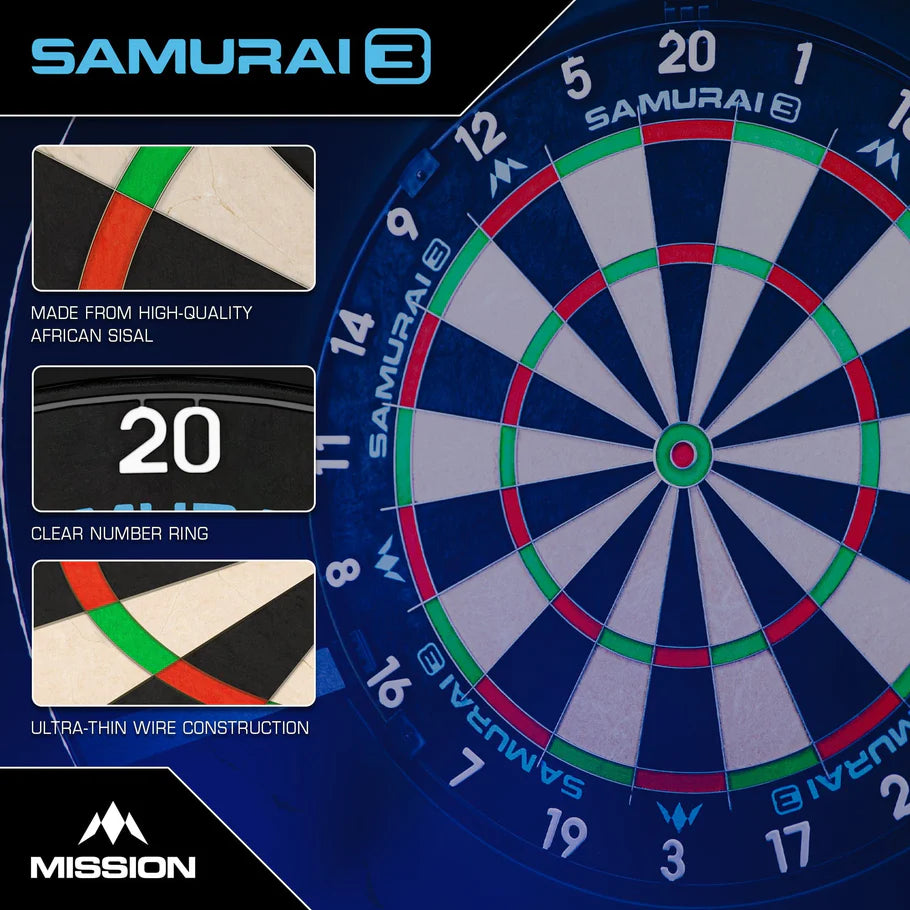 MISSION - SAMURAI 3 - PROFESSIONAL DARTBOARD - 2025