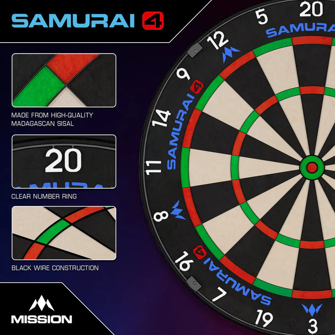 MISSION - SAMURAI 4 - BLACK EDITION - BLACK SPIDER - PROFESSIONAL DARTBOARD - 2026