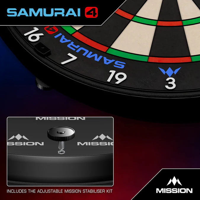 MISSION - SAMURAI 4 - BLACK EDITION - BLACK SPIDER - PROFESSIONAL DARTBOARD - 2026