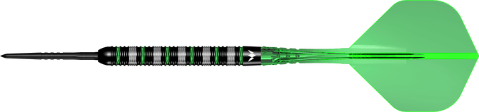 MISSION - MOLDAVITE - BOX SET - BLACK & GREEN - STEEL TIP DARTS - 95% - 21g/23g/25g