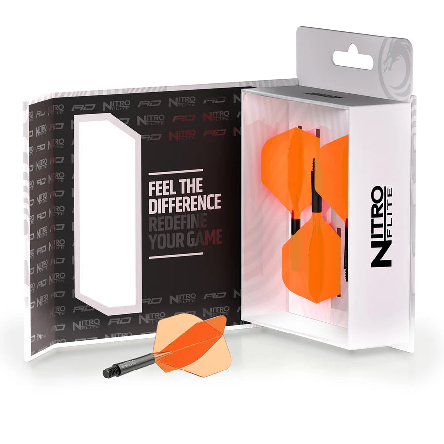 RED DRAGON - NITRO FLITE SYSTEM - ORANGE & BLACK - DARTS FLIGHTS - STANDARD No.2