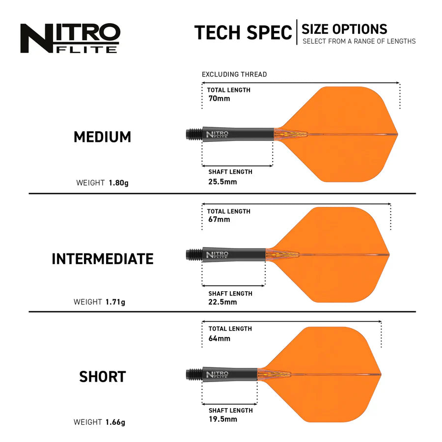 RED DRAGON - NITRO FLITE SYSTEM - ORANGE & BLACK - DARTS FLIGHTS - STANDARD No.2