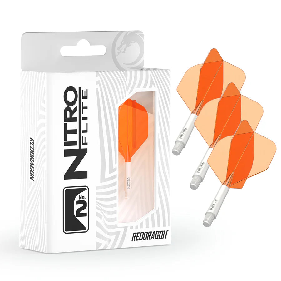 RED DRAGON - NITRO FLITE SYSTEM - ORANGE & WHITE - DARTS FLIGHTS - STANDARD No.2