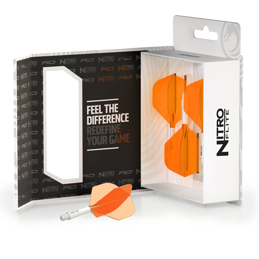 RED DRAGON - NITRO FLITE SYSTEM - ORANGE & WHITE - DARTS FLIGHTS - STANDARD No.2