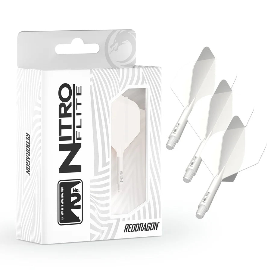 RED DRAGON - NITRO FLITE SYSTEM - WHITE & WHITE - DARTS FLIGHTS - STANDARD No.2
