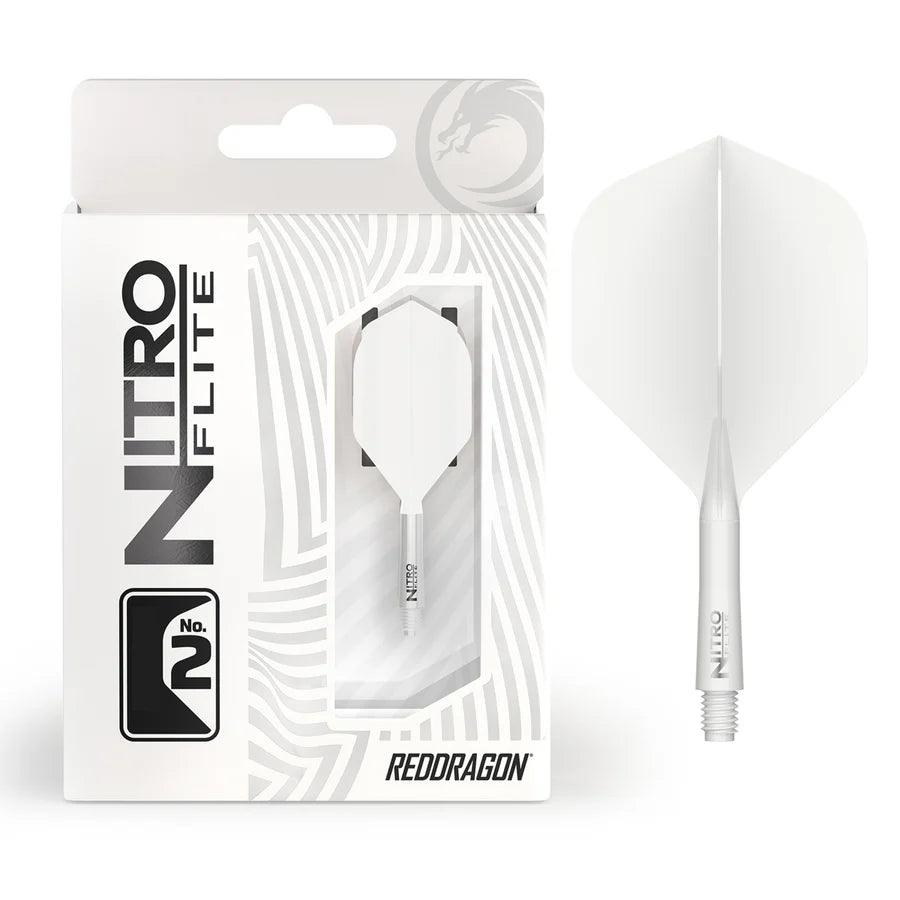 RED DRAGON - NITRO FLITE SYSTEM - WHITE & WHITE - DARTS FLIGHTS - STANDARD No.2