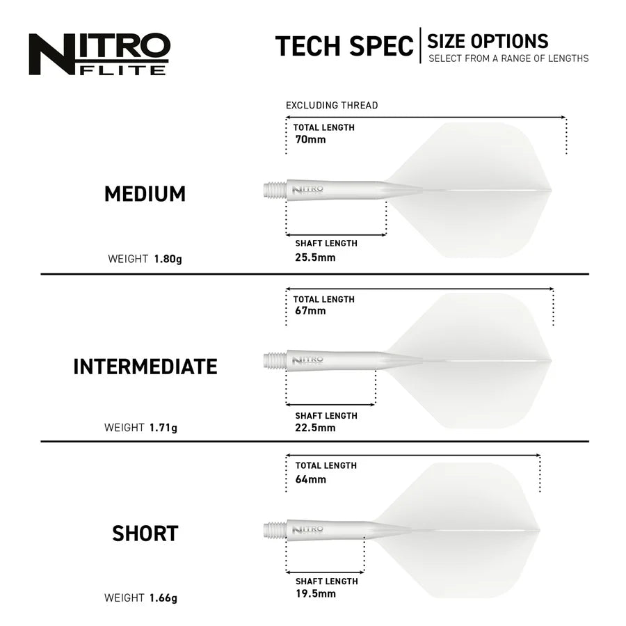 RED DRAGON - NITRO FLITE SYSTEM - WHITE & WHITE - DARTS FLIGHTS - STANDARD No.2