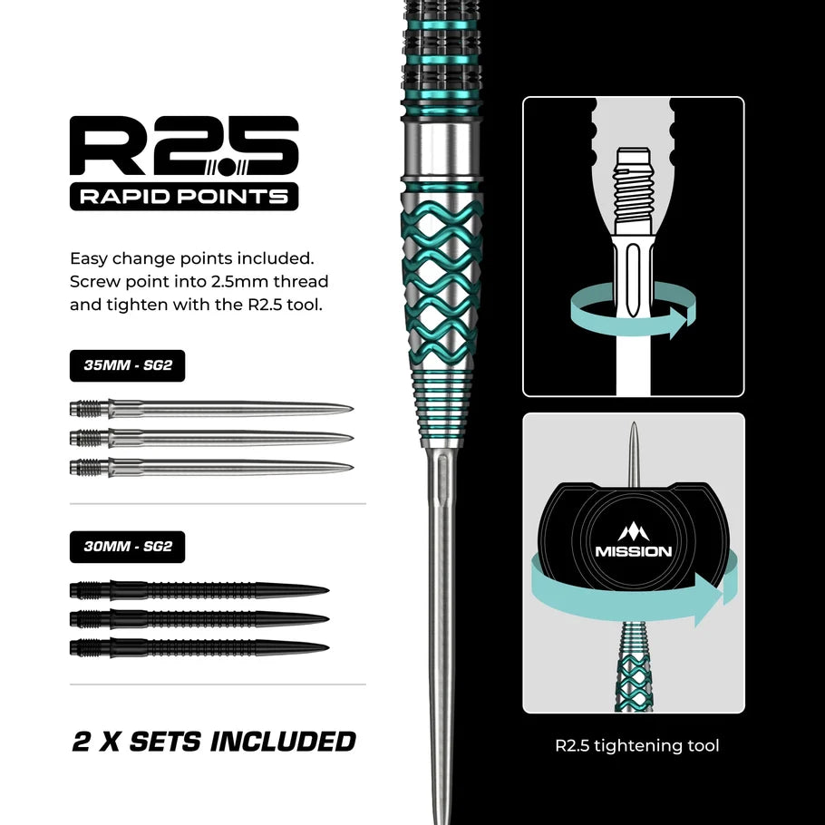 MISSION - NEPTUNE - R2.5 - RAPID POINT DARTS - 90% - 21g/23g/25g