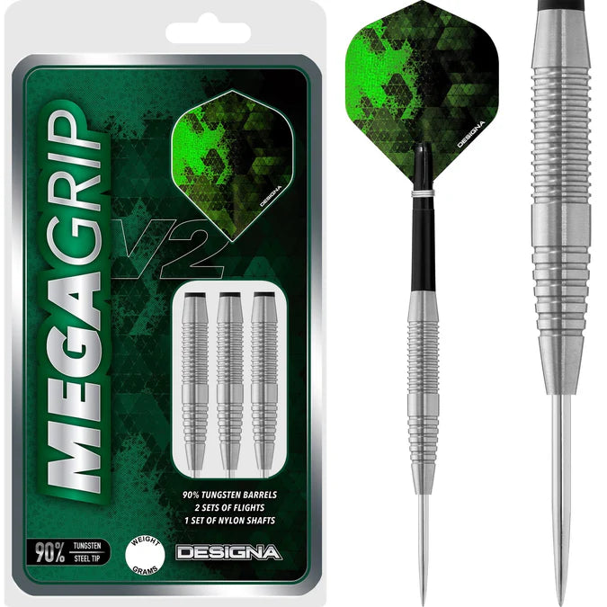 DESIGNA - MEGA GRIP - M3 - v2 - STEEL TIP DARTS - 90% - MEGAGRIP - 24g/26g